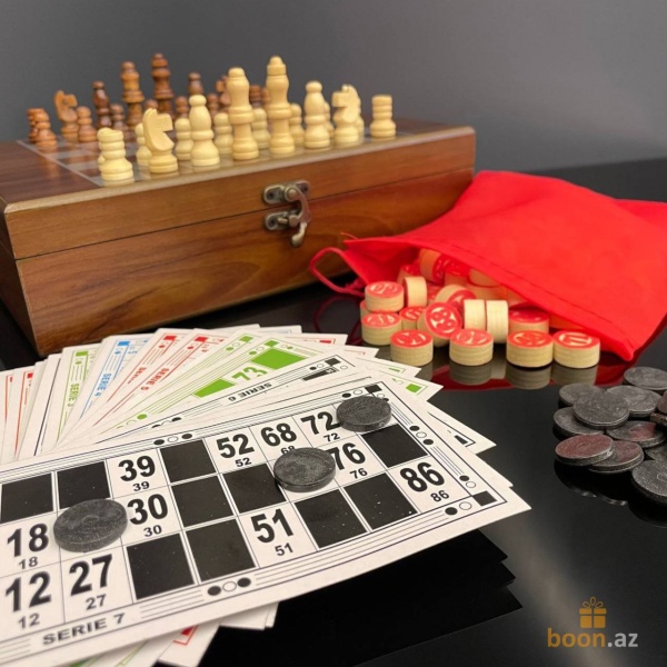 Деревянный набор 2 в 1 Шахматы и Лото